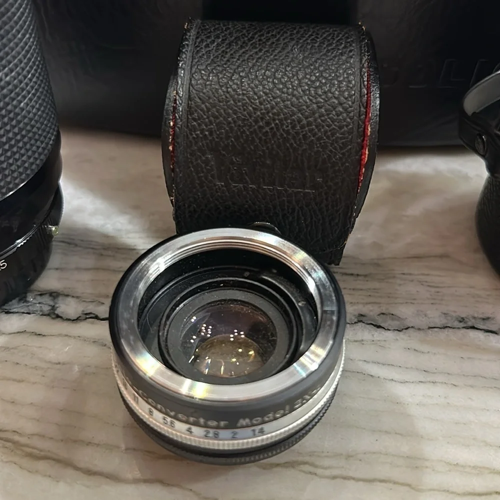 Vivitar Lot of 3 lenses w/cases cleaning items & large camera case Made In Japan